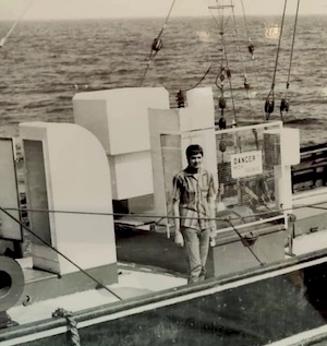 Radio 270 DJ Paul Kramer on deck of the Oceaan 7